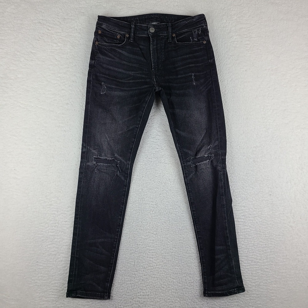 American Eagle Jeans Mens 29x30 Gray Airflex + Athletic Skinny Dark Wash Denim